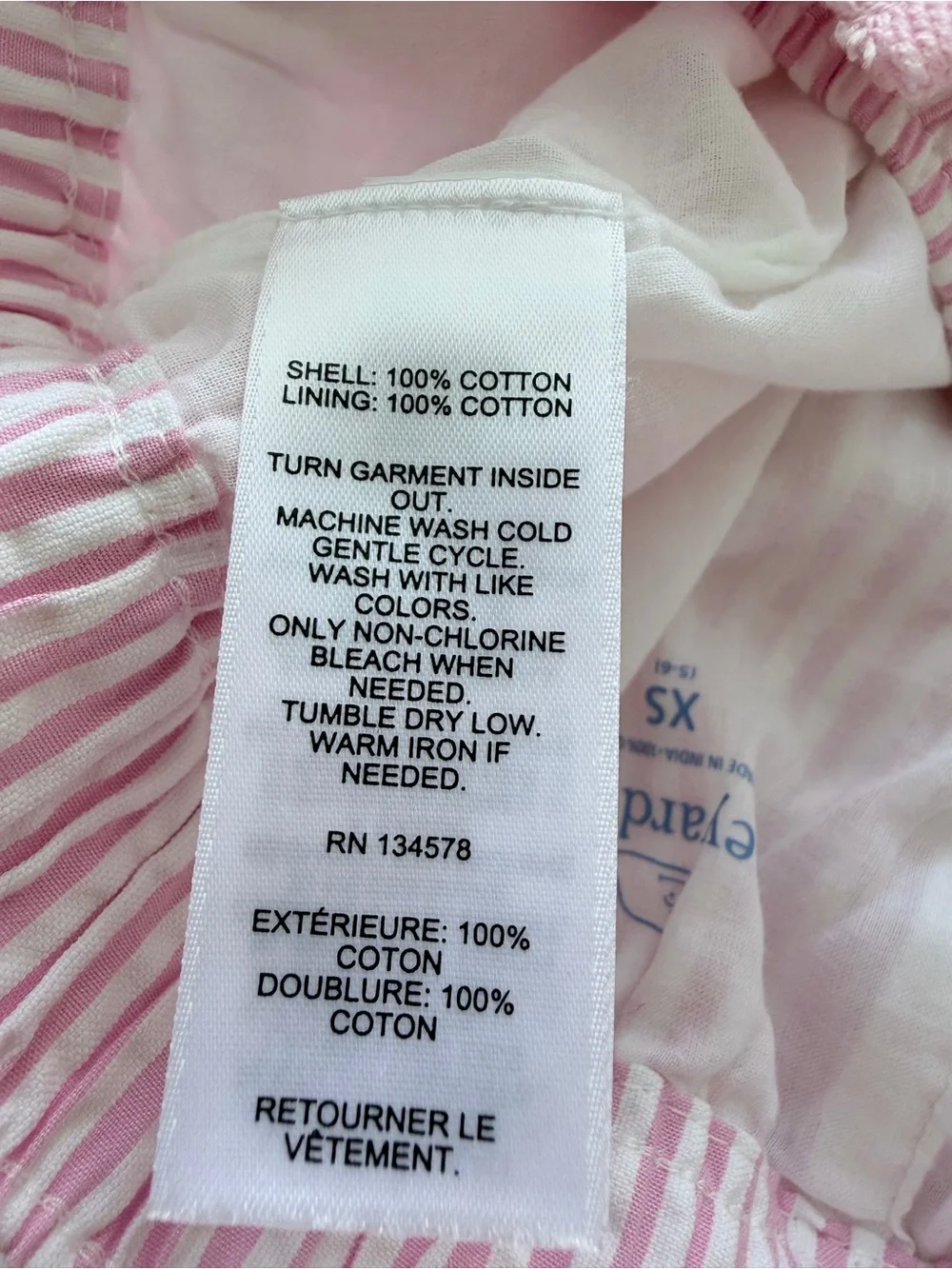 vineyard vines girls seersucker shorts stripe pink scalloped XS 5-6